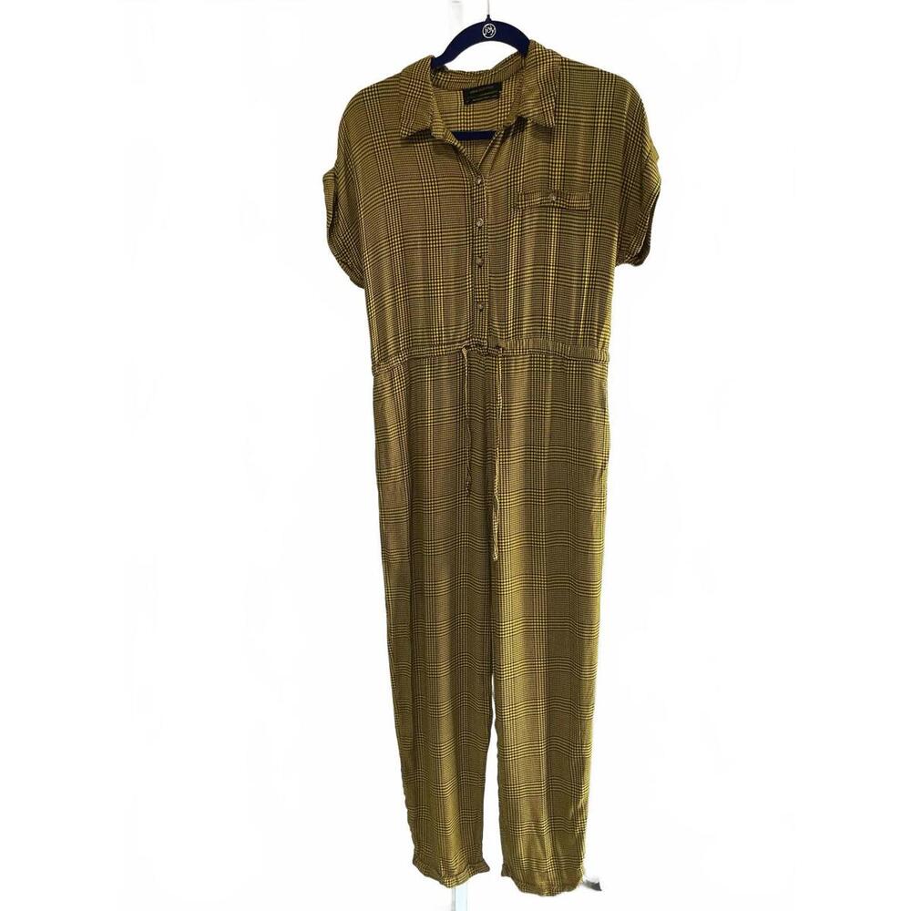 Retro Urban Outfitters Womenswear Yellow Black Plaid Jumpsuit. Small Pettite